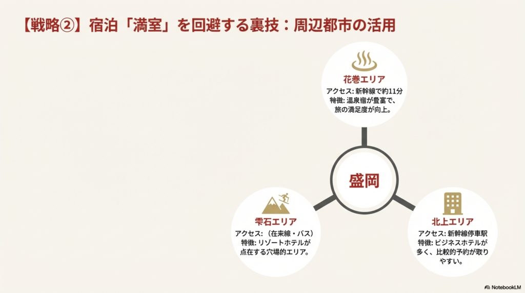 盛岡市内のホテルが満室の場合におすすめな花巻、北上、雫石エリアへのアクセスと特徴