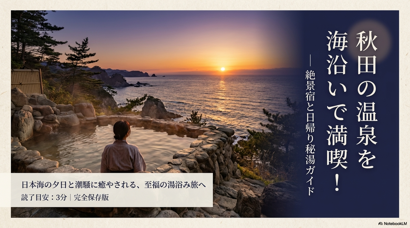 秋田の温泉を海沿いで満喫！絶景宿と日帰り秘湯ガイド