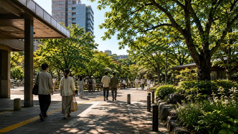 駅から茶会場へ向かう初夏の道